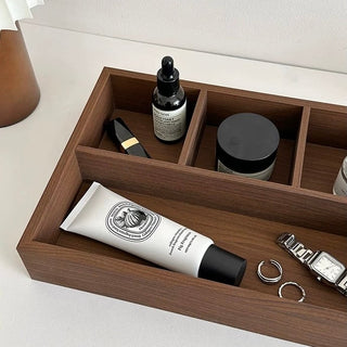 Thin Wood Divider Shallow Storage Box Cosmetics Small Item Tray