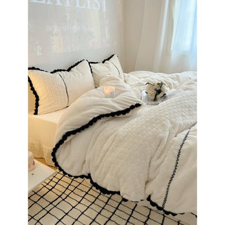 Faux Fur Heart Embossed Winter Duvet Cover Set