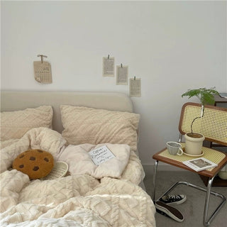 Cable pattern Milk velvet winter duvet cover set