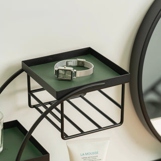 Iron Leather Square Curved Storage Three-Tier Tray  Rack Display Cosmetic Storage