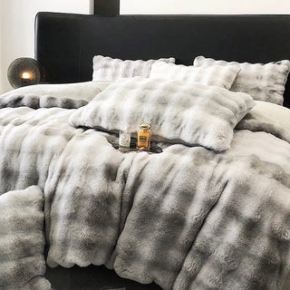 Gradient Fluffy Soft Duvet Cover Set  Bed Cover Bedding Cover
