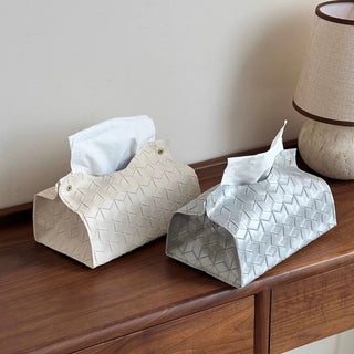 Geometric Pattern Embossed Faux Leather Tissue Case