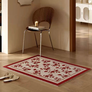 Red floral pattern entrance mat 50x80 mud-removing mat