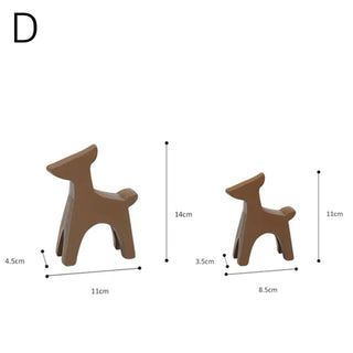 Deer motif wooden object set of 2  dog