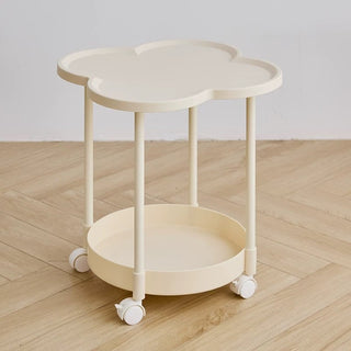 Caster-equipped Clover-shaped Two-tier Side Table
