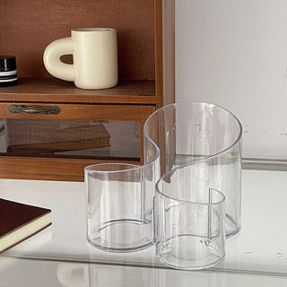 Clear Color Triple Wave Brush Stand Pen Holder