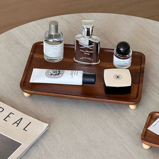 Legged Acacia Wood Rectangular Tray 2 Sizes  Accessory Tray