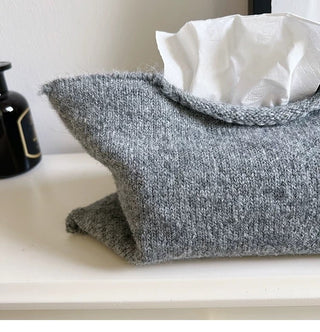 Gray Simple Knit Tissue Case Tissue Cover