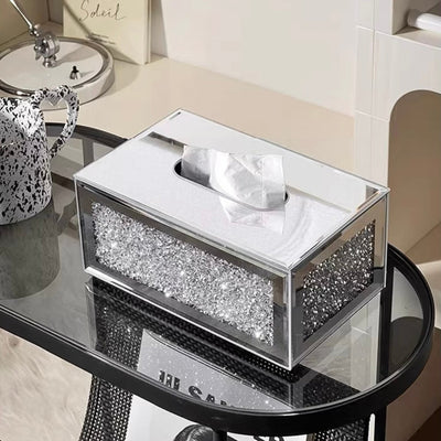 Luxury Glitter Mirror Tissue Case Mirror Silver