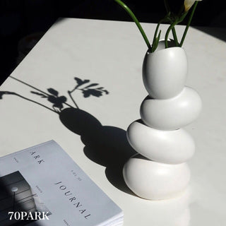 Unique motif white flower vase