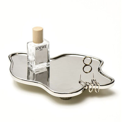 Silver color ceramic footed wave tray