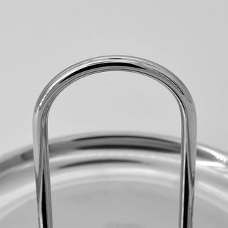 Stainless steel arched round tray with handle silver