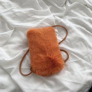 Color Faux Fur Smartphone Shoulder Bag