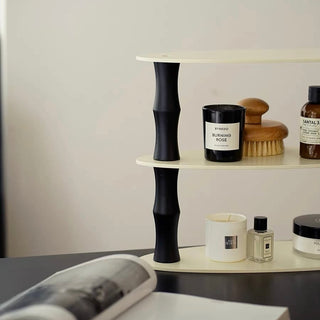 Monochrome Three-tiered storage wood display rack