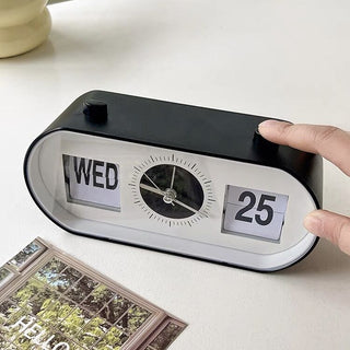 Monochrome Analog Clock Desk Clock with Alarm Function