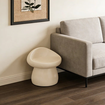 White Mushroom-shaped Compact Stool 35cm High for Entrance