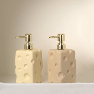Cheese motif ceramic dispenser refillable bottle