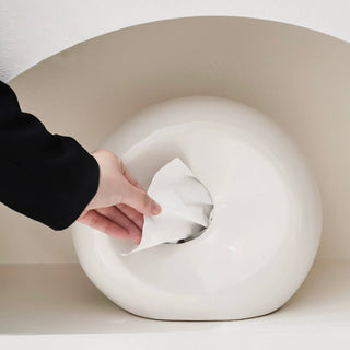 Modern Design Round Ceramic Tissue Case