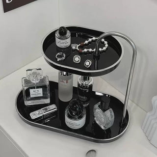 Top Slide Oval Two-Tier Tray   Cosmetics Storage Perfume Storage Tray