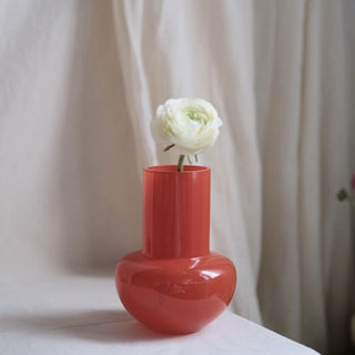 Red Glass Flower Vase