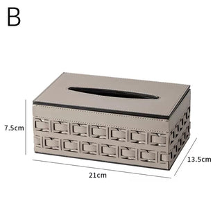 Braided Geometric Pattern Leather Tissue Box  Tissue Case