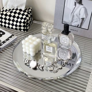 Silver Color Mirror Accessory Tray Plate