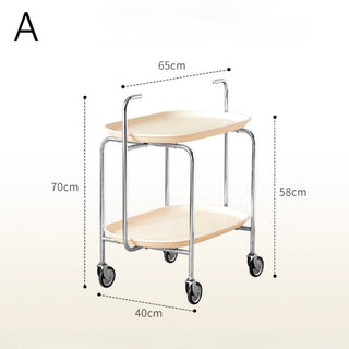 Silver frame with casters two-tier side tablein  wagon.