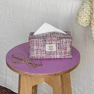 Pink Mix Tweed Tissue Case  Tissue Cover