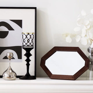 Octagonal Wood Frame Mirror Tabletop Wall Mirror