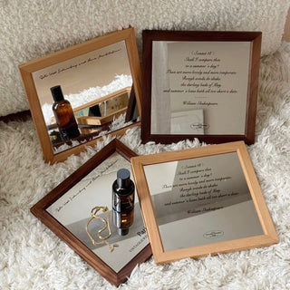 Wood Frame Square Lettering Mirror  Mirror Tray Art