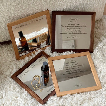 Wood Frame Square Lettering Mirror  Mirror Tray Art