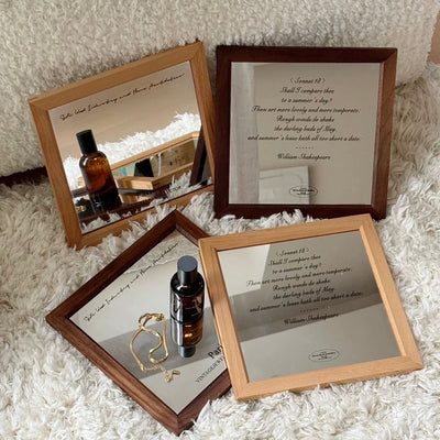 Wood Frame Square Lettering Mirror  Mirror Tray Art