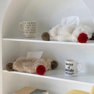 PomPom Faux Fur Tissue Case   Hanging Cover