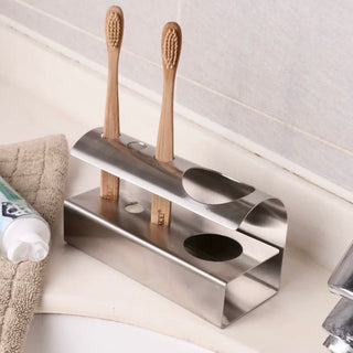 Stainless steel silver simple toothbrush stand