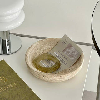 Travertine Round Natural Tray Natural Marble