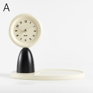 Round Clock with Tray   Table Clock Decorative Object