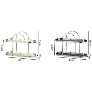 Silver Arch Frame Oval Two-Tier Storage Rack  Perfume Storage
