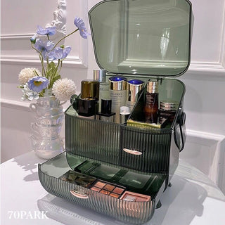 Green Portable Cosmetic Box Makeup Storage