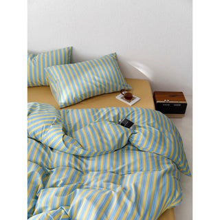 Blue and Yellow Stripe Duvet Cover Set