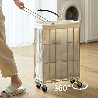 Wheeled Foldable Slim Laundry Basket Cart Wagon Laundry Hamper Storage