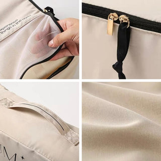 piece set: Lettering storage travel pouch hanging pouch beige