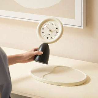 Round Clock with Tray   Table Clock Decorative Object