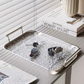 Wavy pattern Clear tray with handle for storage