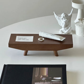 Footed Acacia Wood Long Plate Tray