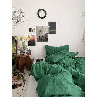 Green and Blue Stripe Duvet Cover Set