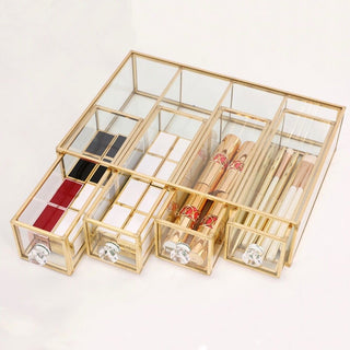 Gold Frame Clear Cosmetic Drawer Storage with 4 Drawers