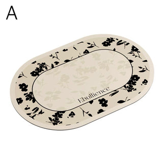 Monochrome floral pattern bath mat 50x80cm quick-drying