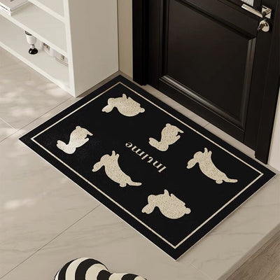 Rabbit pattern entrance mat 50 x 80 cm mud-removing mat