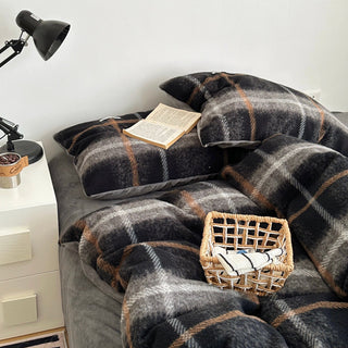 Gray Mix Retro Check Pattern Duvet Cover Set 2 Sizes  Winter Thick Bed Cover Bedding Cover