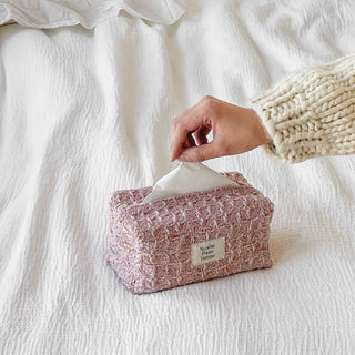 Pink Mix Tweed Tissue Case  Tissue Cover